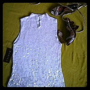 Marina crochet sequin shimmer top
